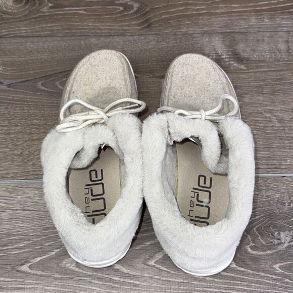 Hey Dude Britt Cream Mid Lace Up Women’s Sz 8 Faux Fur Lined Ankle Boots - Picture 5 of 10